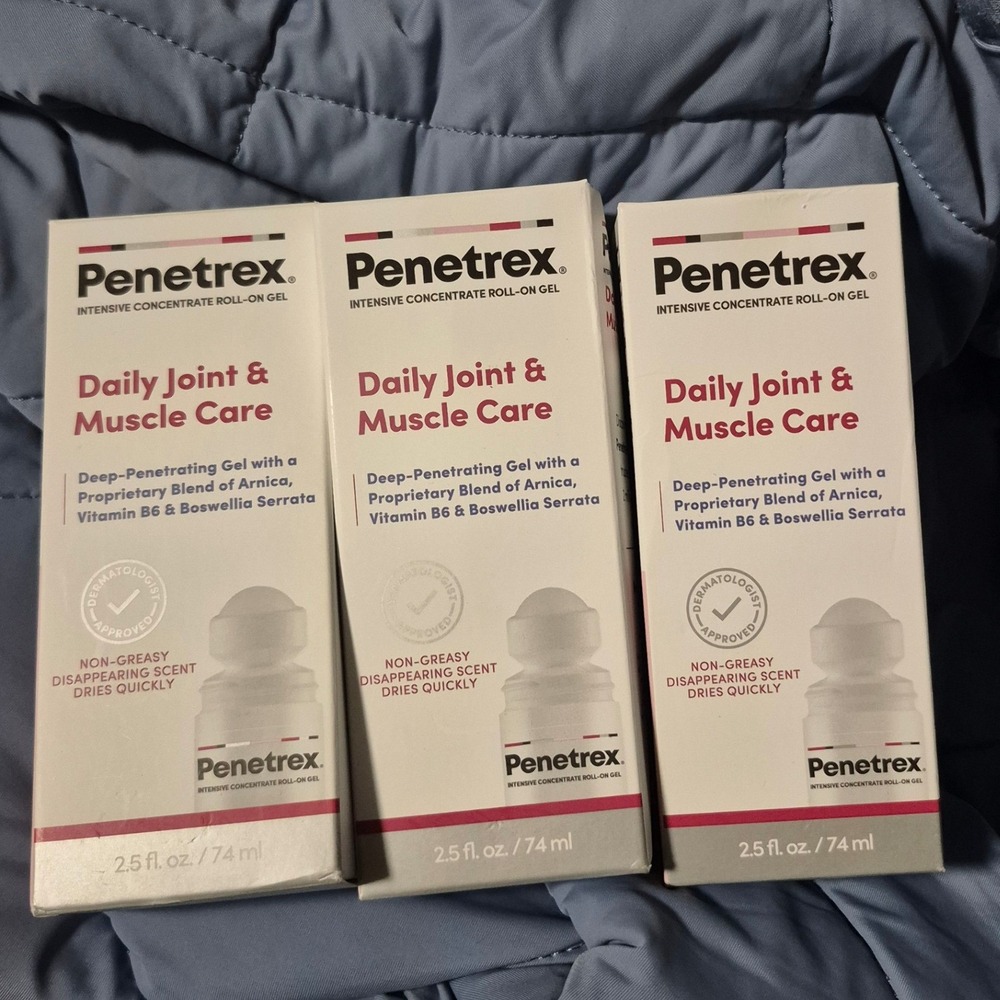 3 Pack Penetrex Intensive Concentrate Roll-On Gel Daily Joint Muscle Care 2.5oz